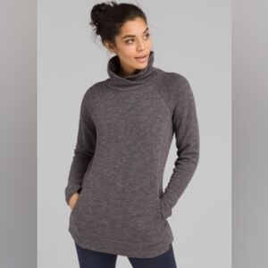 PrAna Calexa Tunic Small Cargo Green Heather Cowl Neck Pockets